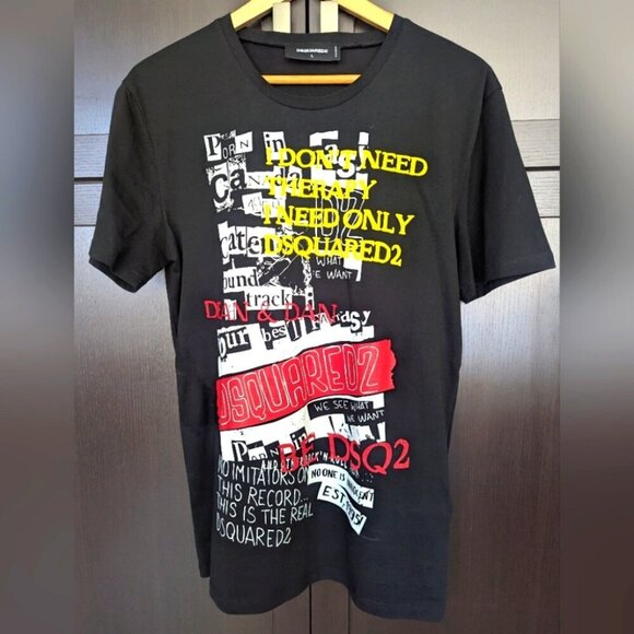 Dsquared2 Men's Black Graphic T-Shirt Made In Italy Size Large Slimù- Like New - Picture 3 of 8